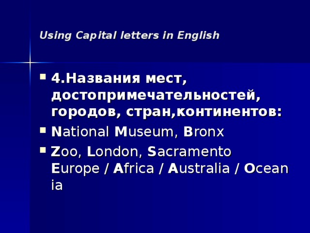 Using Capital letters in English