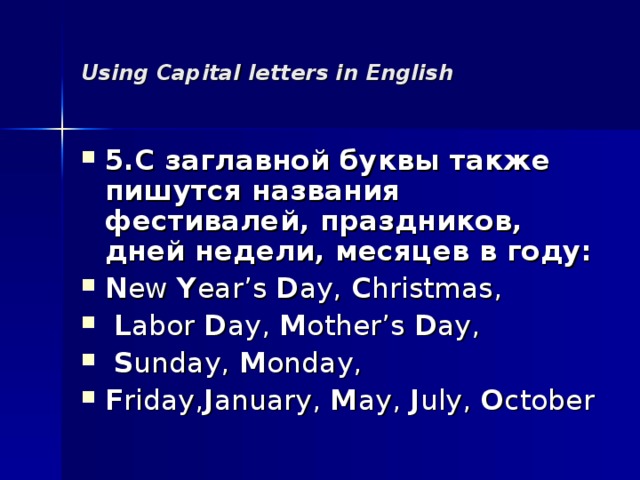 Using Capital letters in English