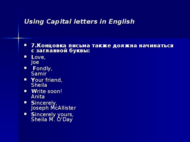 Using Capital letters in English