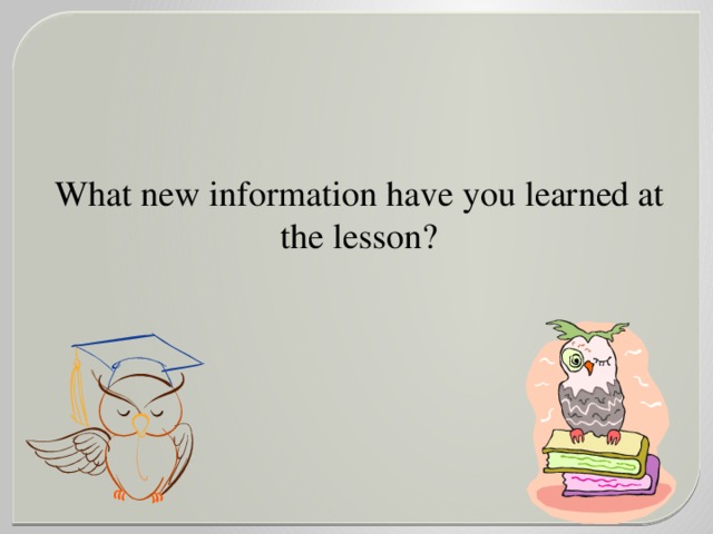 What new information have you learned at the lesson?