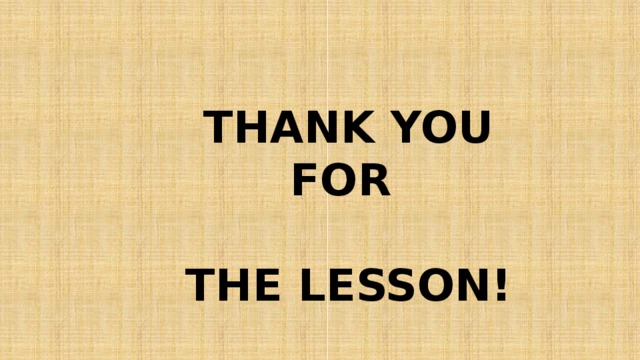THANK YOU FOR  THE LESSON!