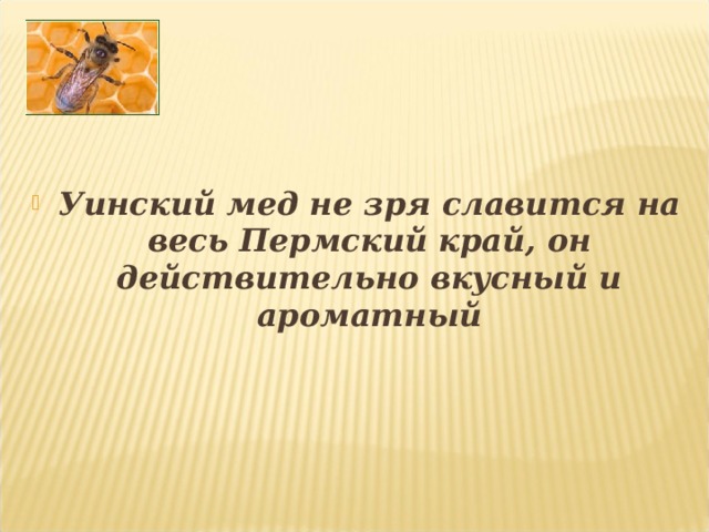 Уинский мед не зря славится на весь Пермский край, он действительно вкусный и ароматный