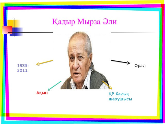 Қадыр Мырза Әли 1935-2011 Орал  Ақын ҚР Халық жазушысы