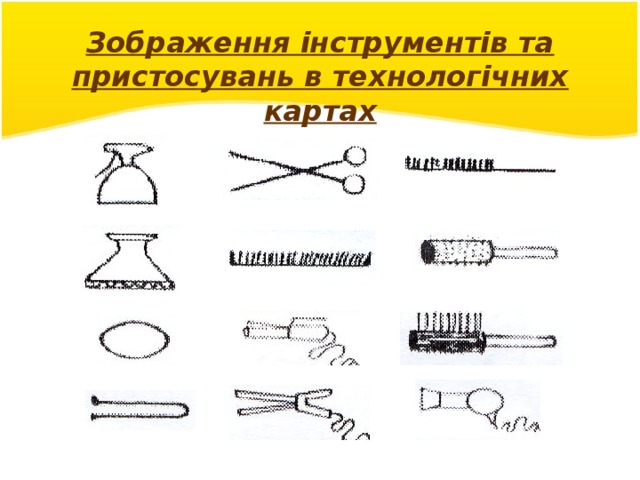 Зображення інструментів та пристосувань в технологічних картах