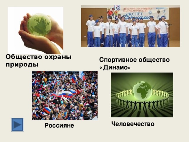 Общество охраны природы Спортивное общество «Динамо » Человечество Россияне
