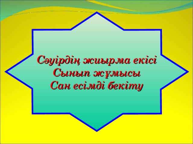 Сәуірдің жиырма екісі Сынып жұмысы Сан есімді бекіту