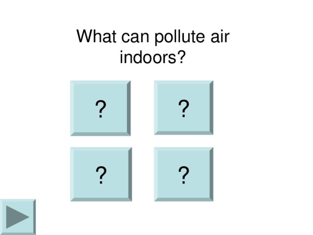 What can pollute air indoors? ? ? ? ?