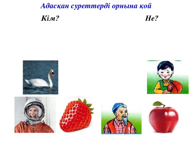 Адасқан суреттерді орнына қой Кім? Не?