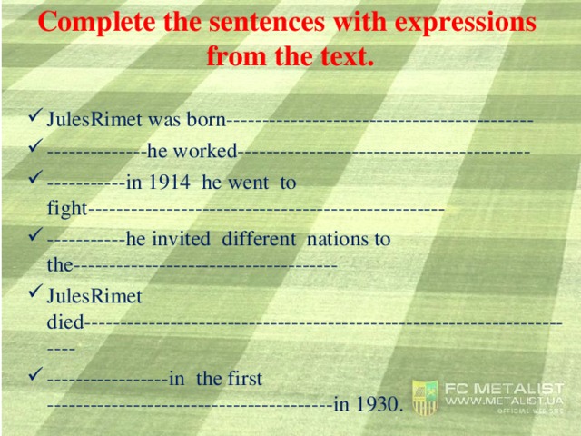 Complete the sentences with expressions from the text.