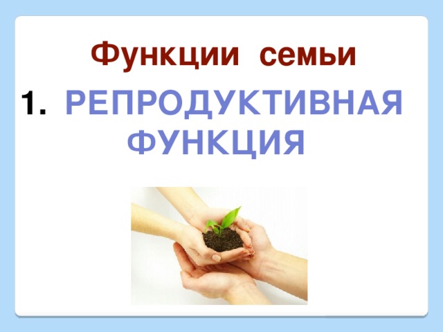 Функции семьи Репродуктивная функция