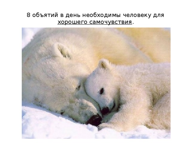 8 объятий в день необходимы человеку для хорошего самочувствия .