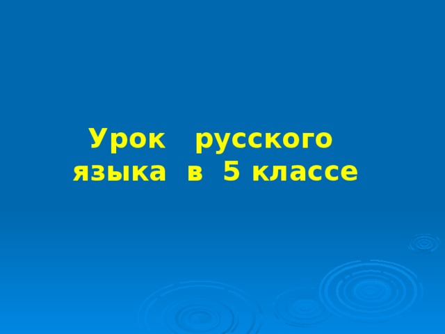 Урок русского языка в 5 классе