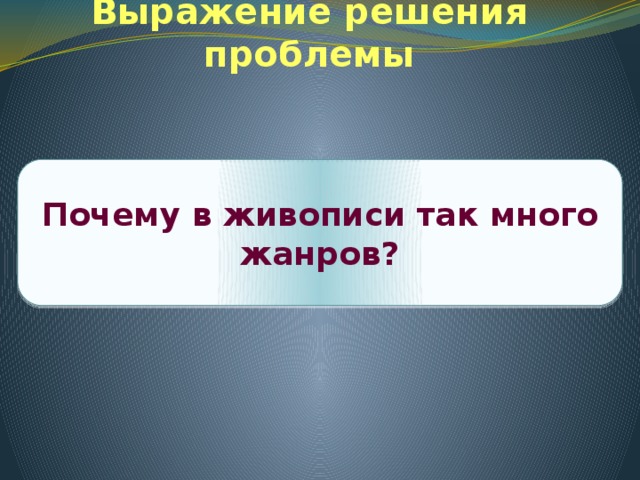 Выражение решения проблемы Почему в живописи так много жанров?