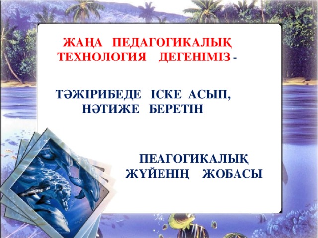 ЖАҢА ПЕДАГОГИКАЛЫҚ ТЕХНОЛОГИЯ ДЕГЕНІМІЗ - ТӘЖІРИБЕДЕ ІСКЕ АСЫП, НӘТИЖЕ БЕРЕТІН ПЕАГОГИКАЛЫҚ ЖҮЙЕНІҢ ЖОБАСЫ