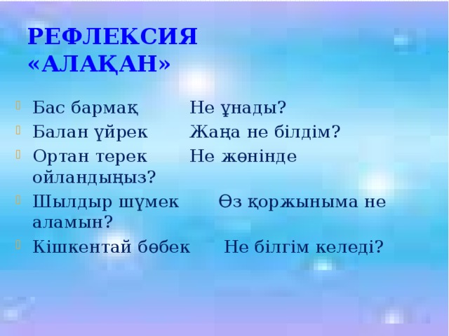 Рефлексия  «Алақан»