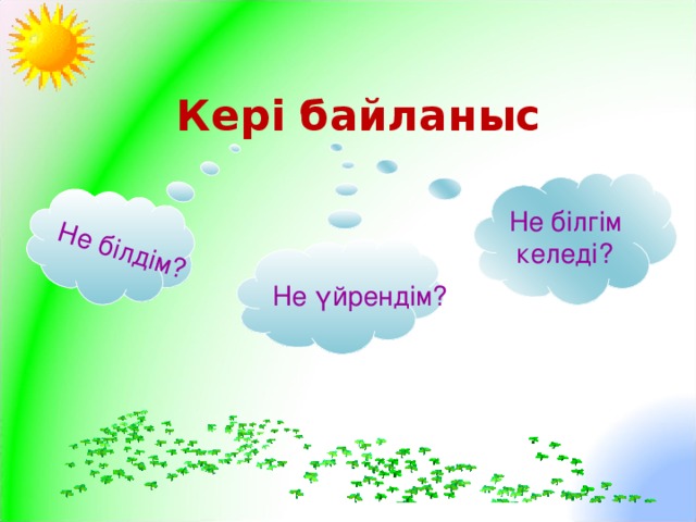 Не білдім? Кері байланыс Не білгім  келеді? Не үйрендім?