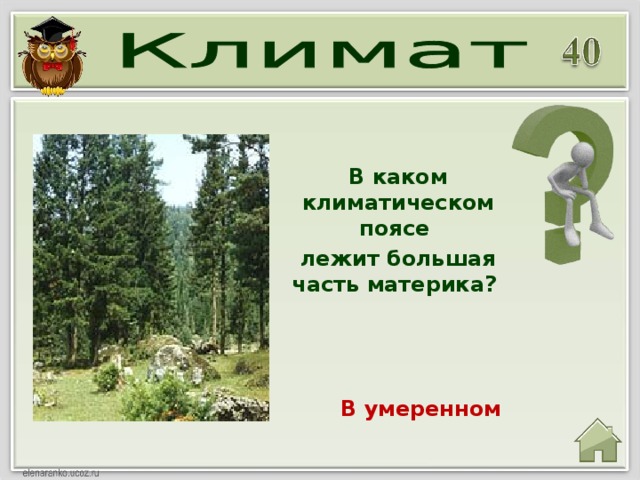 В каком климатическом поясе лежит большая часть материка? В умеренном