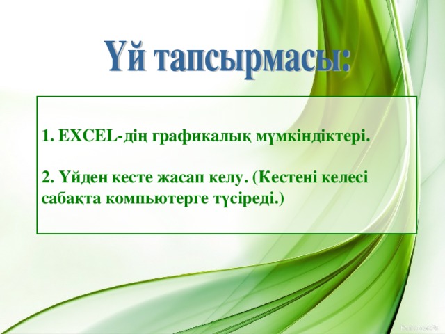 EXCEL -дің графикалық мүмкіндіктері.