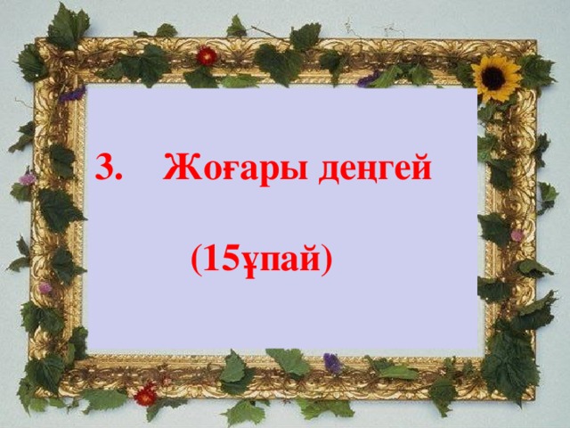 3. Жоғары деңгей   (15ұпай)