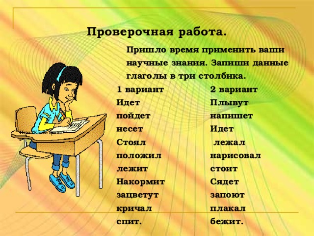 План конспект урока по русскому языку 3 класс времена глаголов