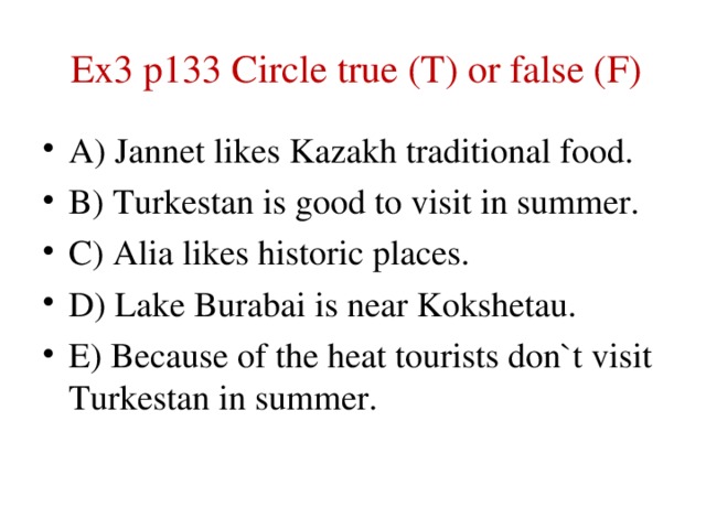 Ex3 p133 Circle true (T) or false (F)