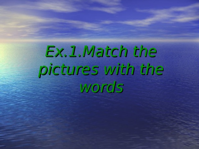 Ex.1.Match the pictures with the words