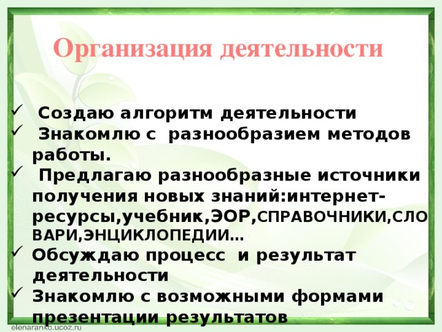 Организация деятельности