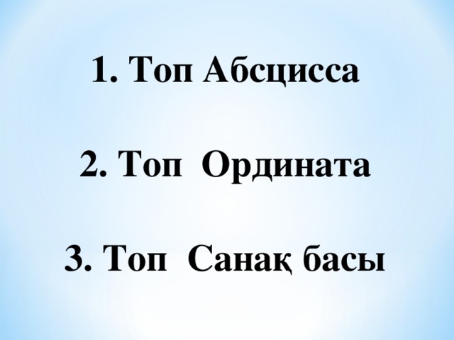 Топ Абсцисса   Топ Ордината   Топ Санақ басы