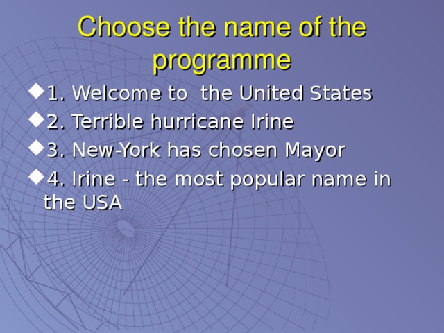 Choose the name of the programme