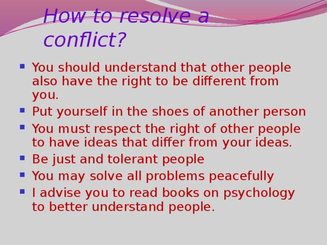 How to resolve a conflict?