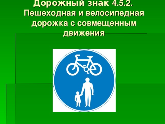 Дорожный знак 4.5.2.  Пешеходная и велосипедная дорожка с совмещенным движения