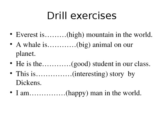 Drill exercises