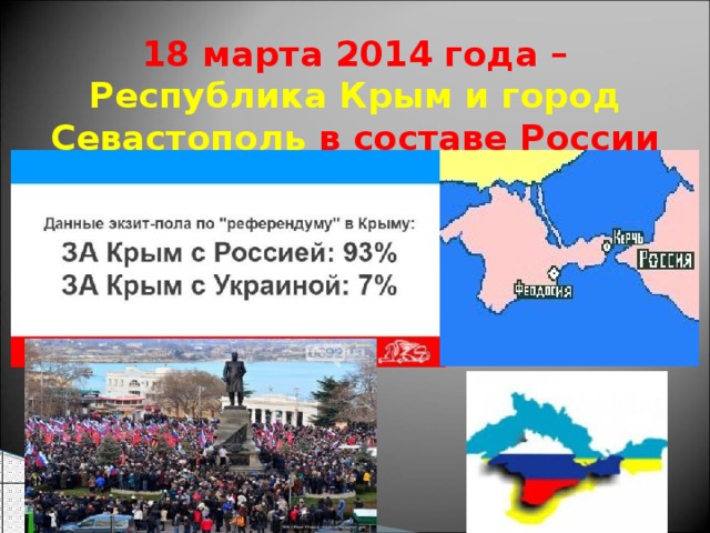 18 марта 2014 года – Республика Крым и город Севастополь в составе России