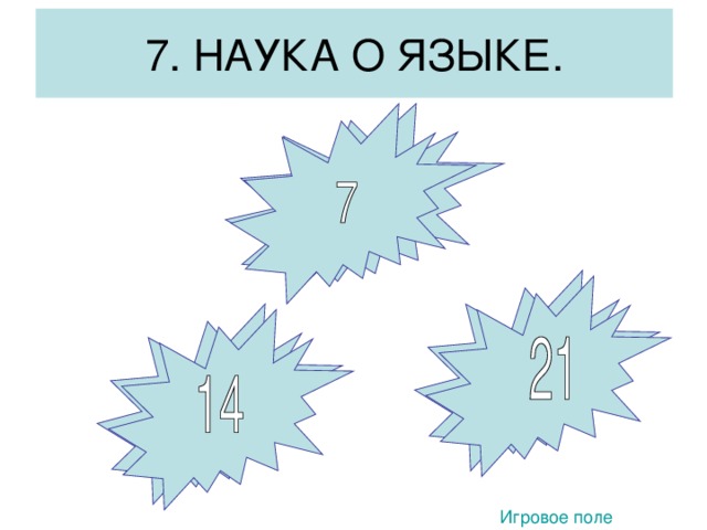 7. НАУКА О ЯЗЫКЕ. Игровое поле