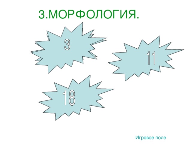 3.МОРФОЛОГИЯ. 1 2 3 Игровое поле