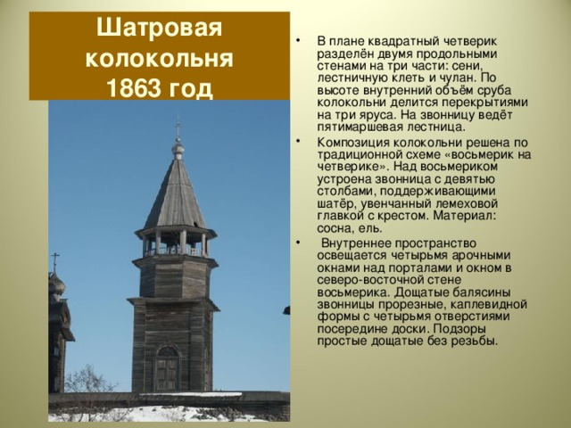 Шатровая колокольня  1863 год