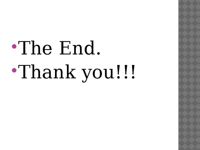 The End. Thank you!!!