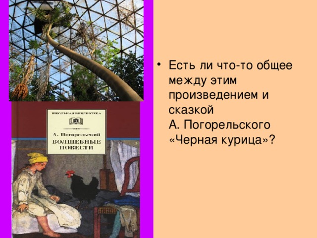 Есть ли что-то общее между этим произведением и сказкой А. Погорельского «Черная курица»?