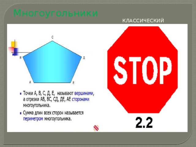 Многоугольники  Классический пример  Математическое определение