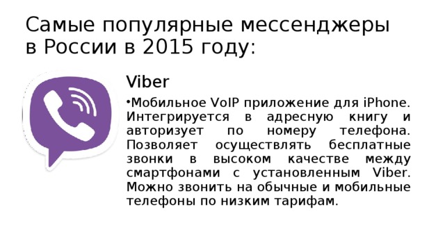 Самые популярные мессенджеры в России в 2015 году: Viber