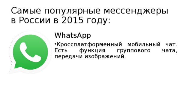 Самые популярные мессенджеры в России в 2015 году: WhatsApp
