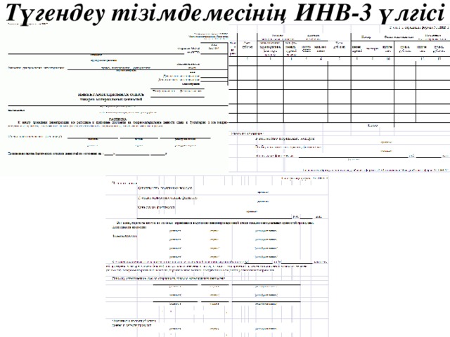 Түгендеу тізімдемесінің ИНВ- 3 үлгісі