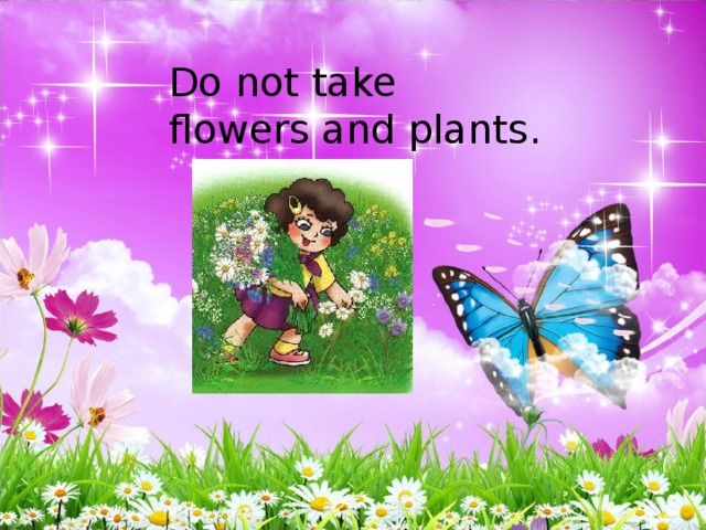 Do not take flowers and plants.