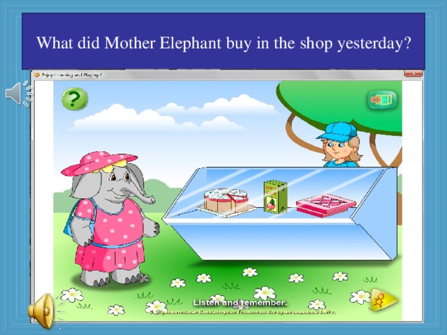 What did Mother Elephant buy in the shop yesterday?