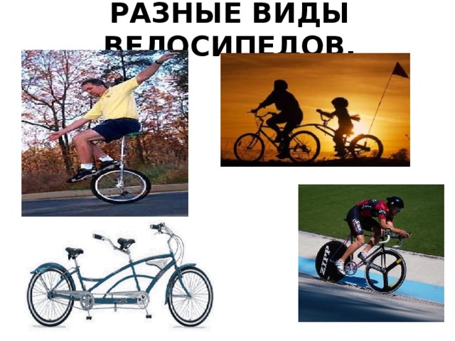 Разные виды велосипедов.