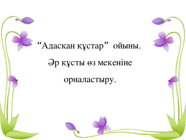 “ Адасқан құстар ” ойыны. Әр құсты өз мекеніне орналастыру.