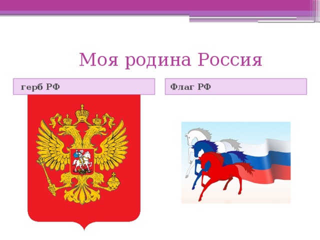 Моя родина Россия  герб РФ Флаг РФ