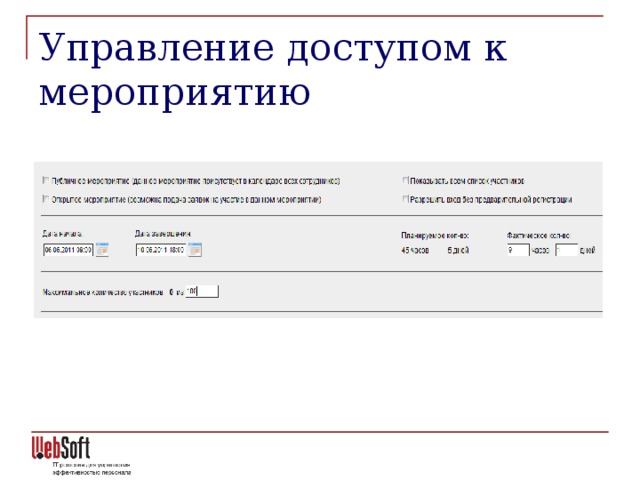 Управление доступом к мероприятию