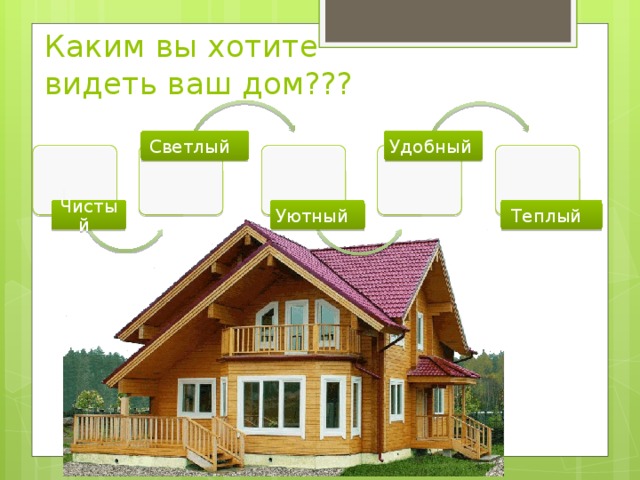 Каким вы хотите  видеть ваш дом??? Светлый  Удобный Чистый  Уютный Теплый