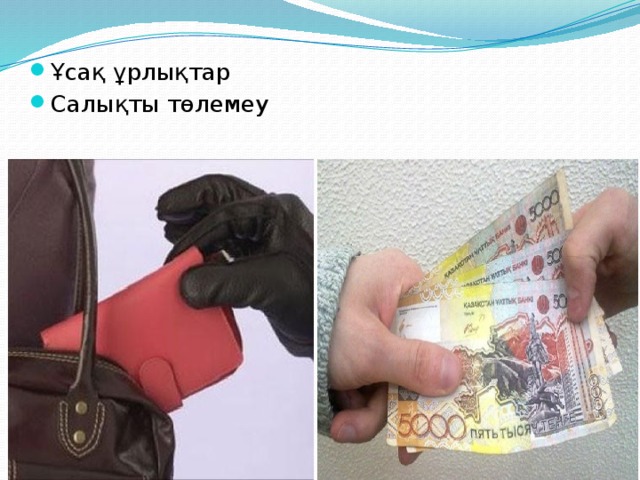 Ұсақ ұрлықтар Салықты төлемеу